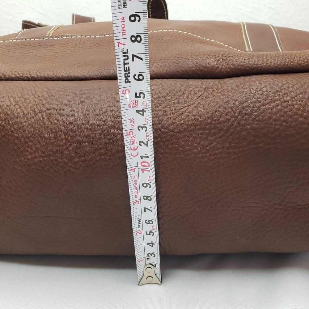 LL Bean BAG Brown Pebbled Leather Large Tote Carry Shopping Boat PREPPY MAINE - Picture 14 of 16